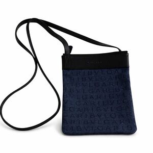 Bvlgari Men's Black and Navy Messenger Bag